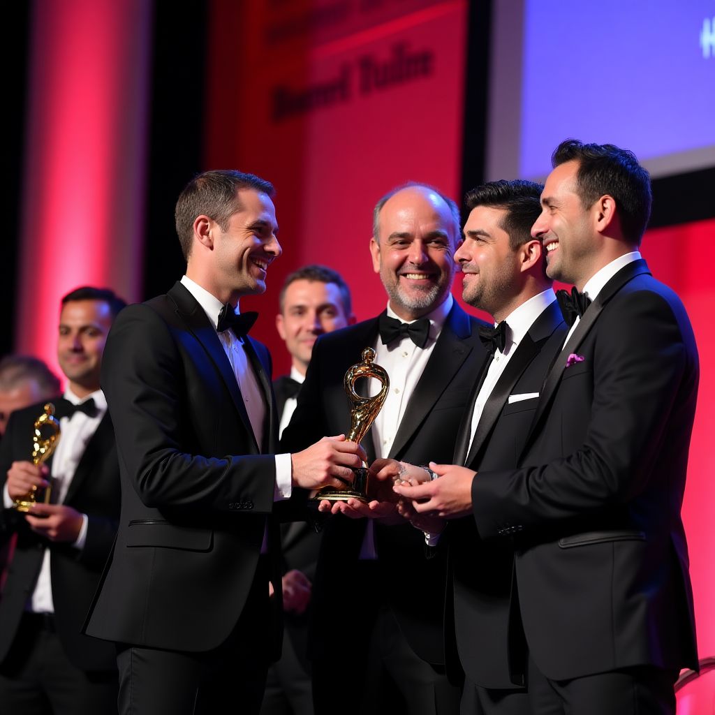 GameTrends team accepting award at digital media ceremony